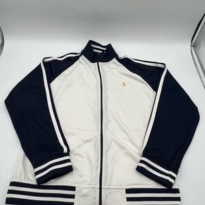 Polo Ralph Lauren Men’s Size XL White Blue Polyester Zip Up Sweat Jacket.
